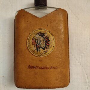 VINTAGE MANIWAKI FLASK Covered in handmade leather ***RARE***